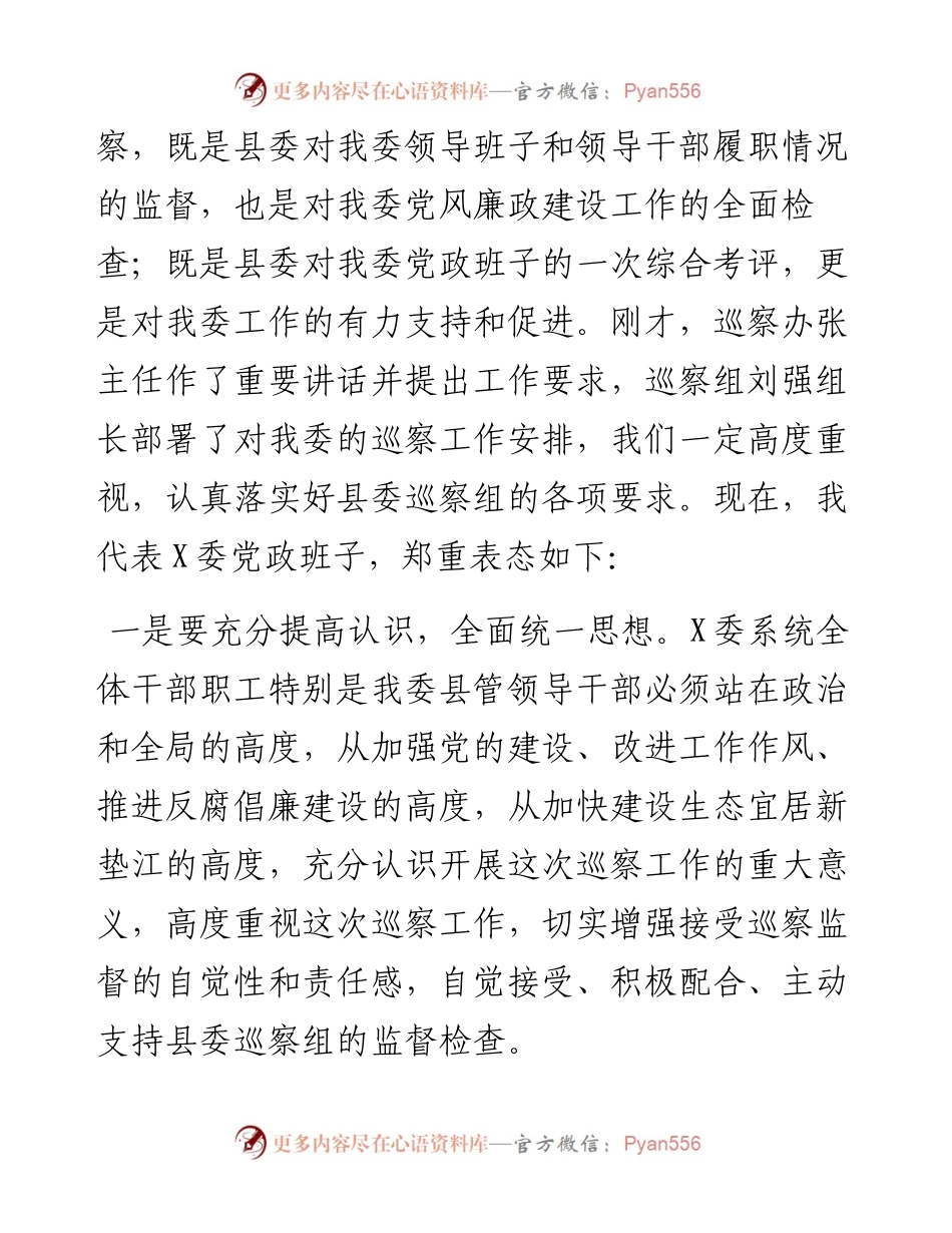 090105在县委巡察工作动员会上的表态发言.docx_第2页