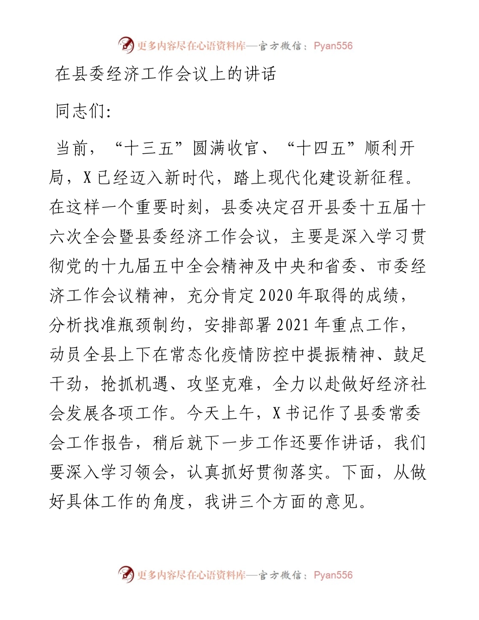 0126在县委经济工作会议上的讲话.docx_第1页