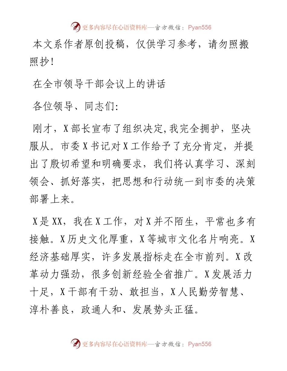 090903在全市领导干部会议上的讲话.docx_第1页