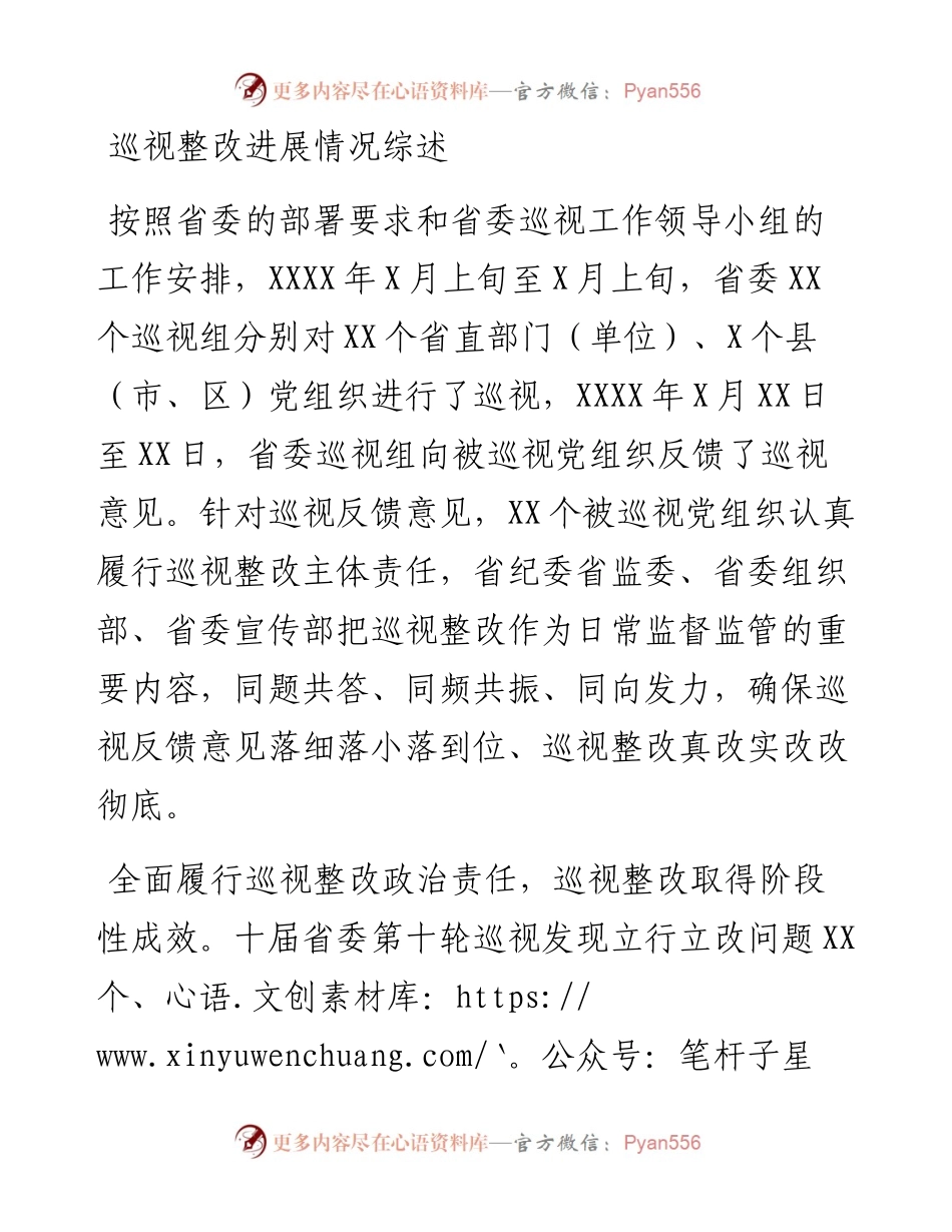 0120巡视整改进展情况综述.docx_第1页