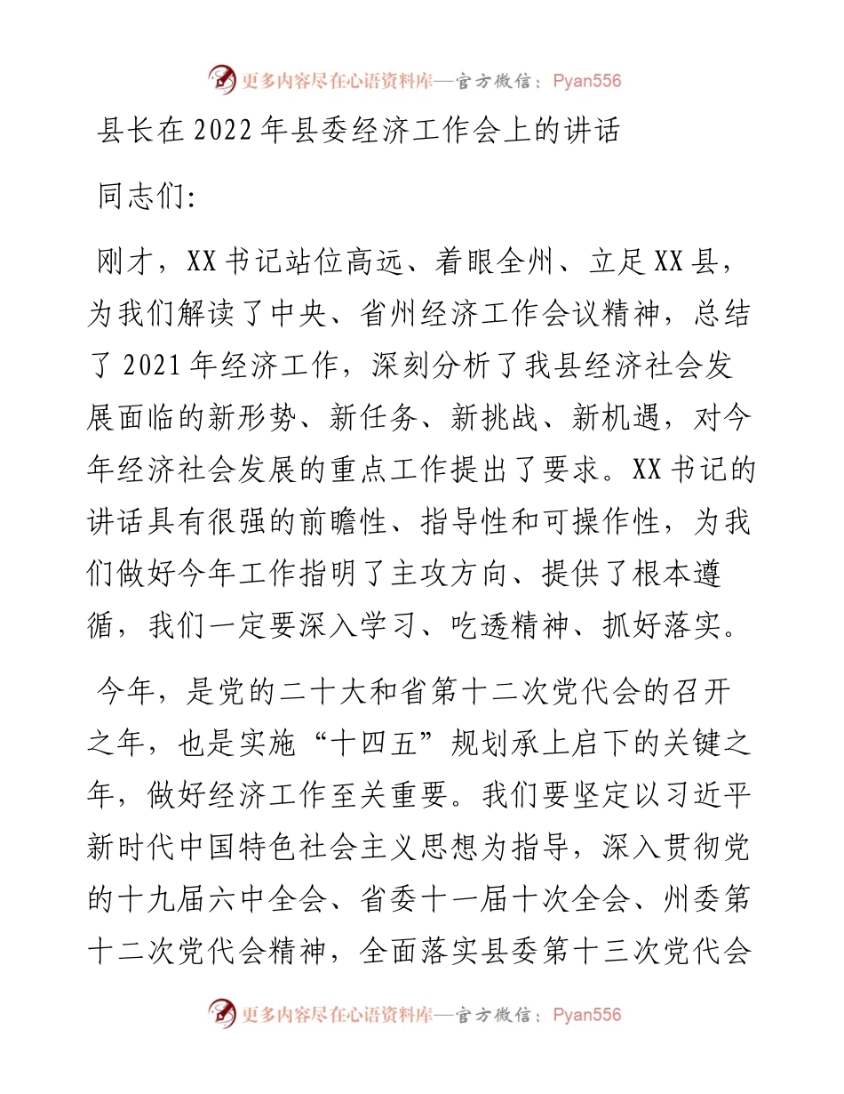 021423：县长在县委经济工作会上的讲话 (1).docx_第1页