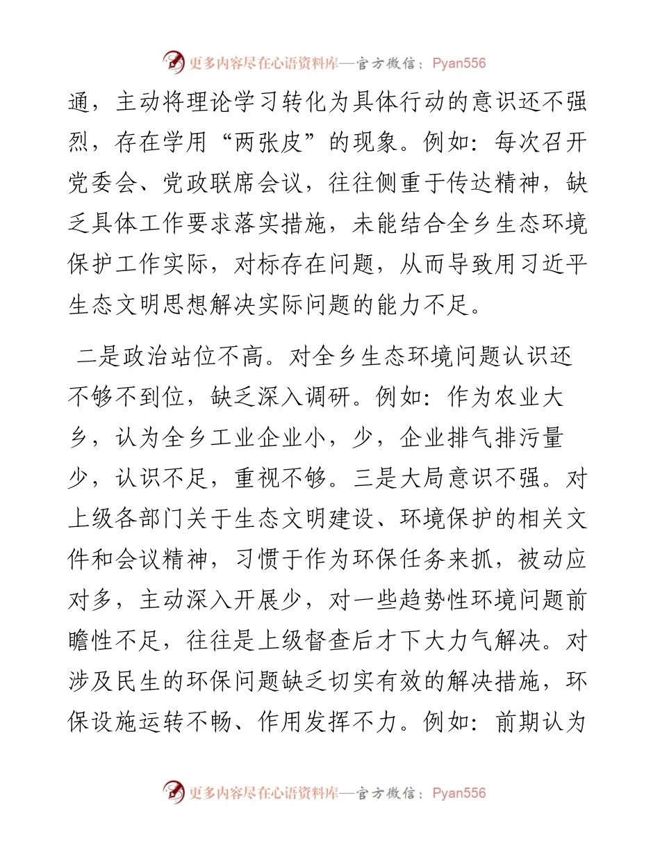 01：领导班子生态环境保护巡察整改专题民主生活会对照检查材料.docx_第2页