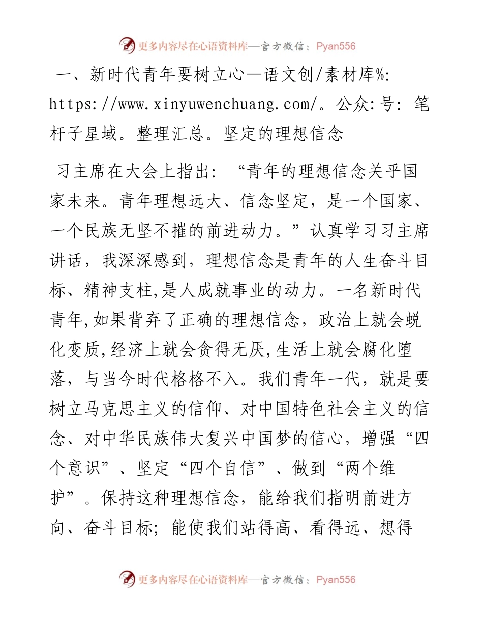 0501学习总书记在纪念五四运动100周年大会讲话心得体会：坚定理想信念谱写人生华章学习习主席54讲话心得体会.docx_第2页