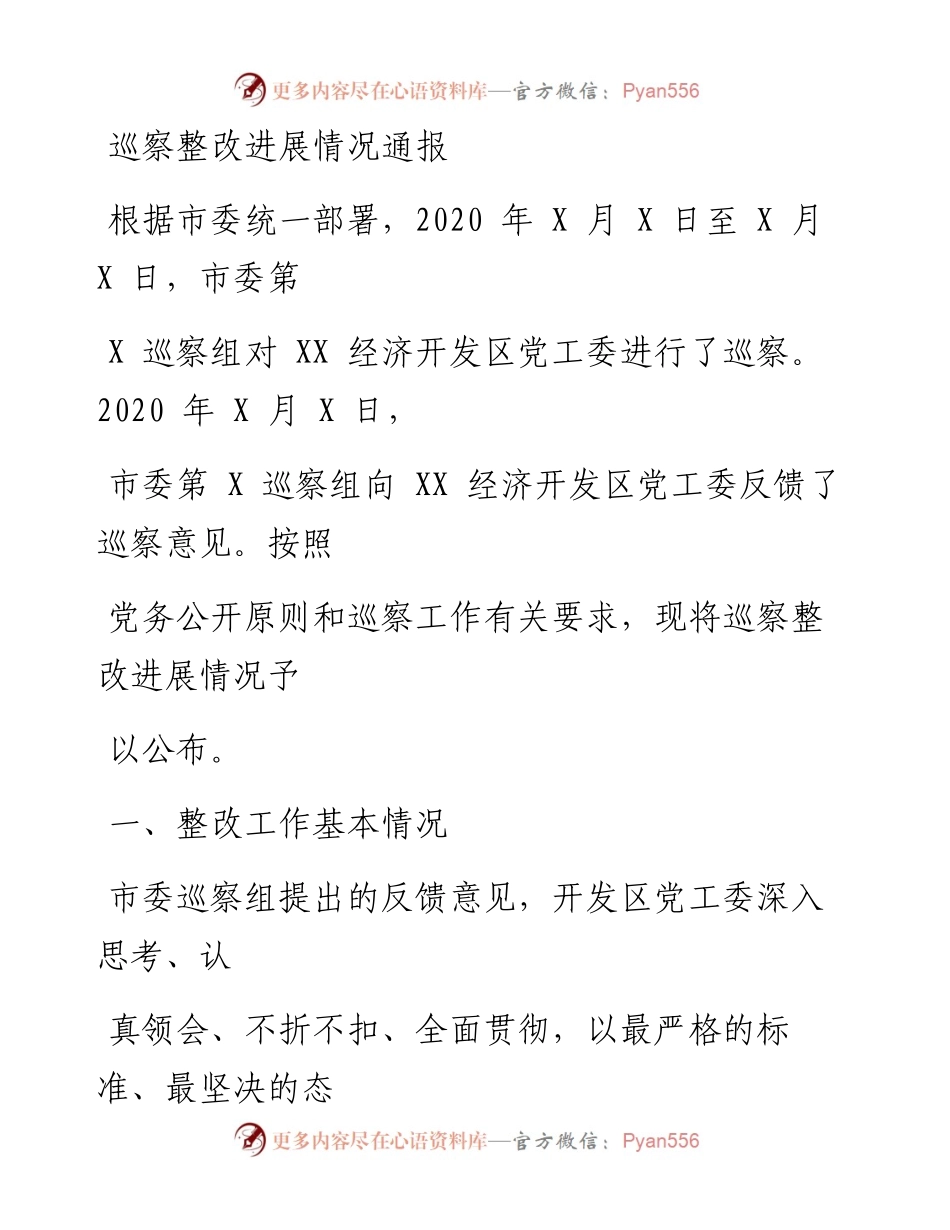 0629笔友分享巡察整改进展情况通报.docx_第1页