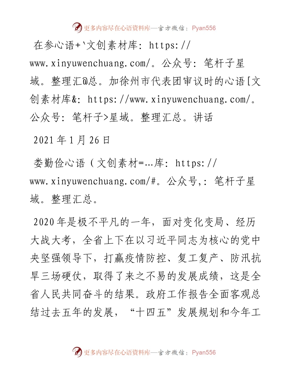0207在参加徐州市代表团审议时的讲话.docx_第1页
