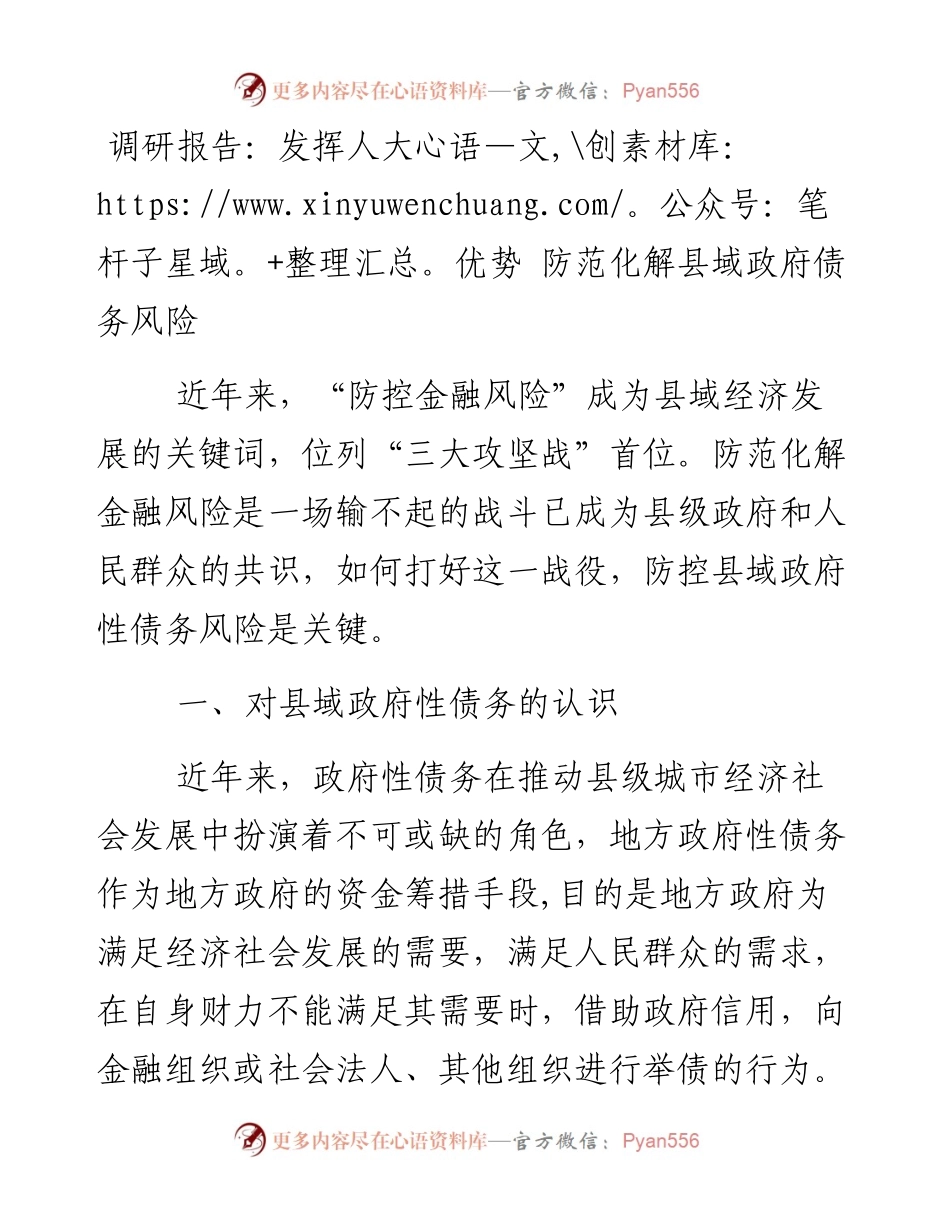 0502调研报告：发挥人大优势 防范化解县域政府债务风险.docx_第1页