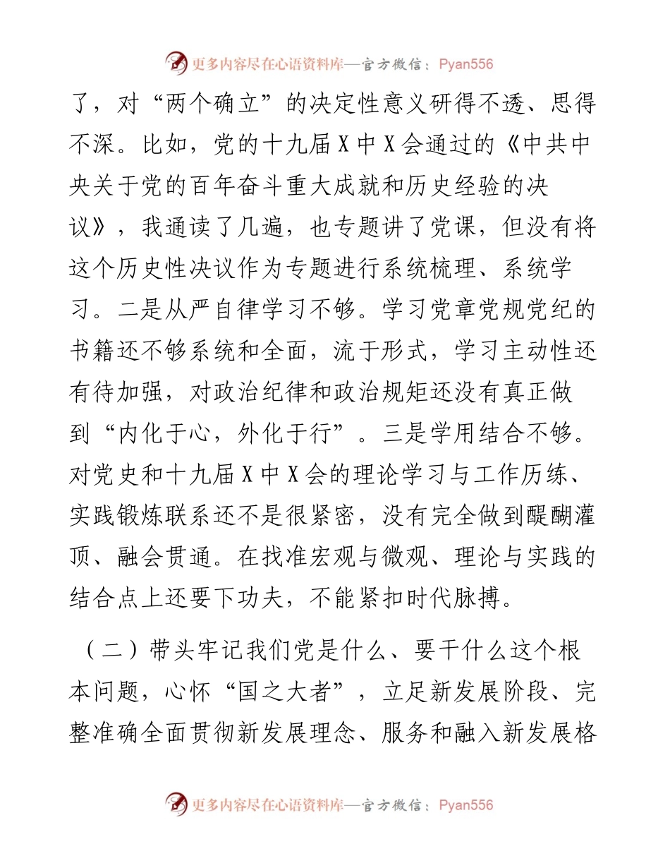 011609：安全生产监督管理局党支部书记年末专题民主生活会个人对照检查材料（五个带头）.docx_第2页