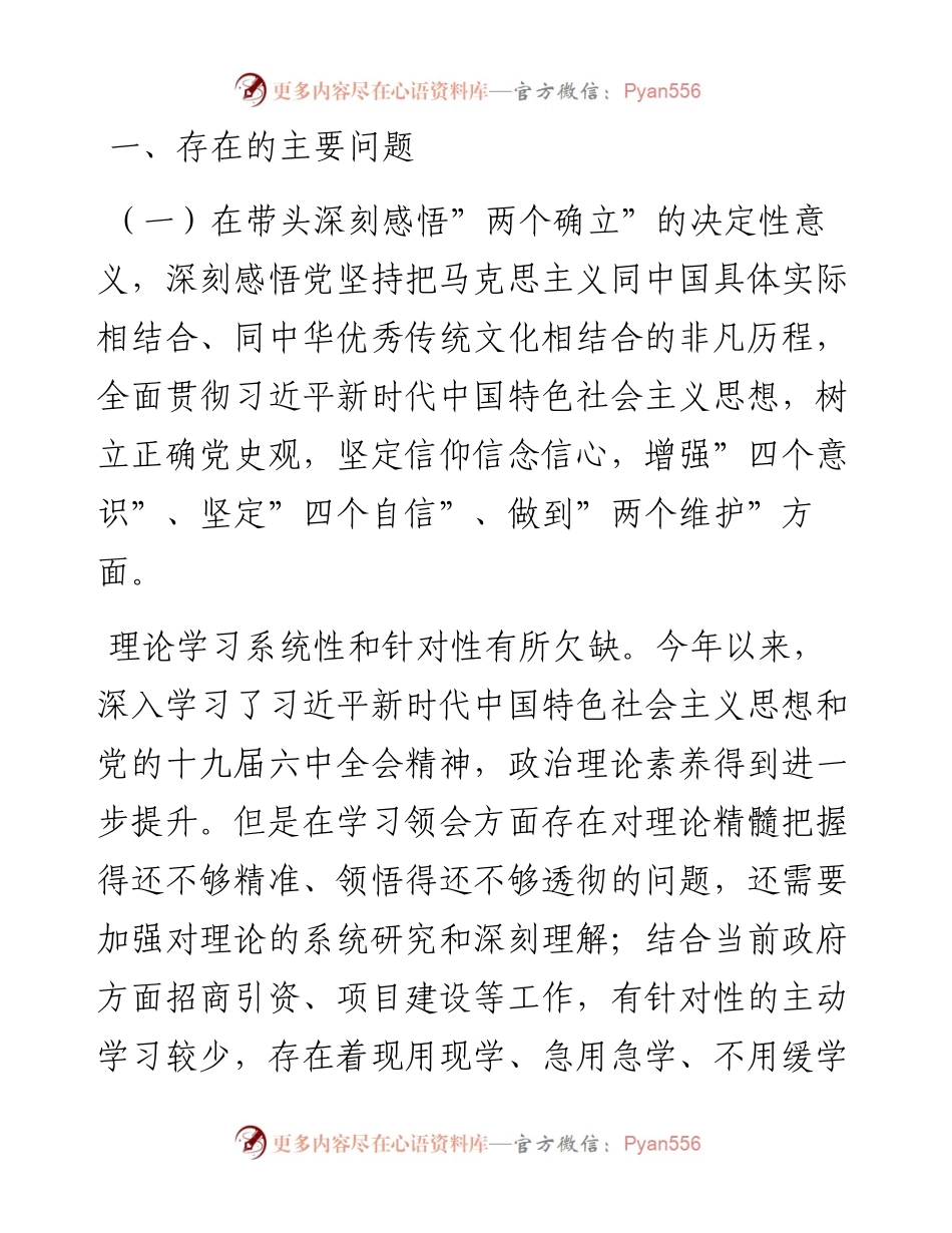 013110：副县长专题民主生活会对照检查材料（五个带头）.docx_第2页