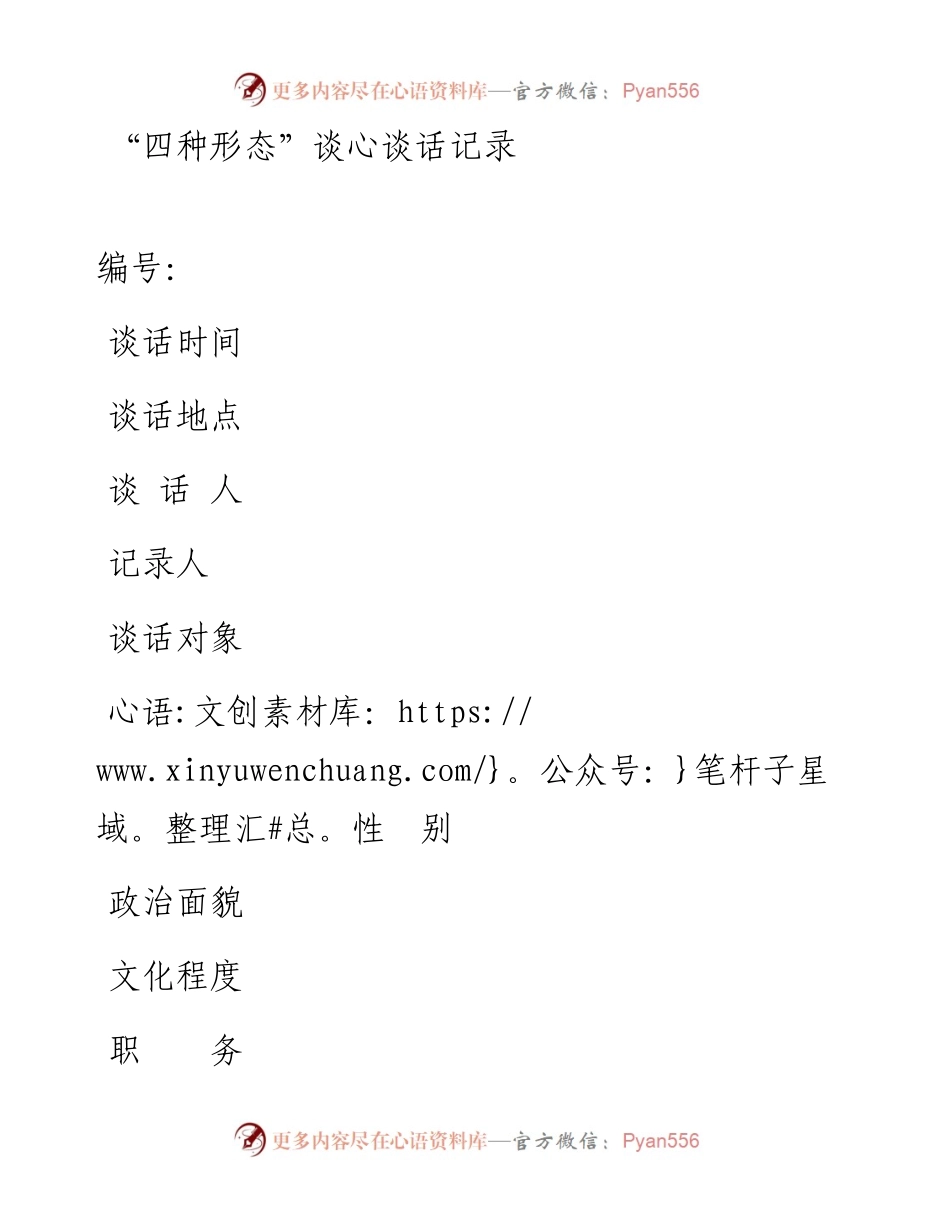 0318四种形态谈心谈话记录模板.docx_第1页