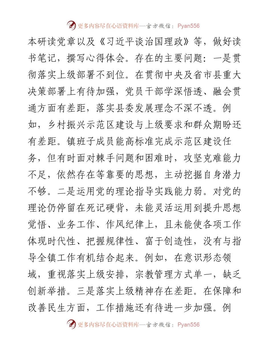 0101巡视整改专题民主生活会对照检查材料-乡镇%281%29.docx_第2页