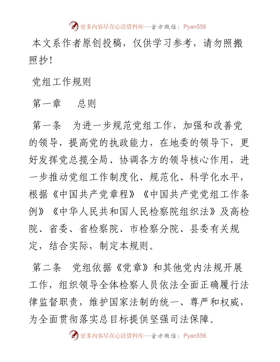 032907人民检察院党组工作规则.docx_第1页