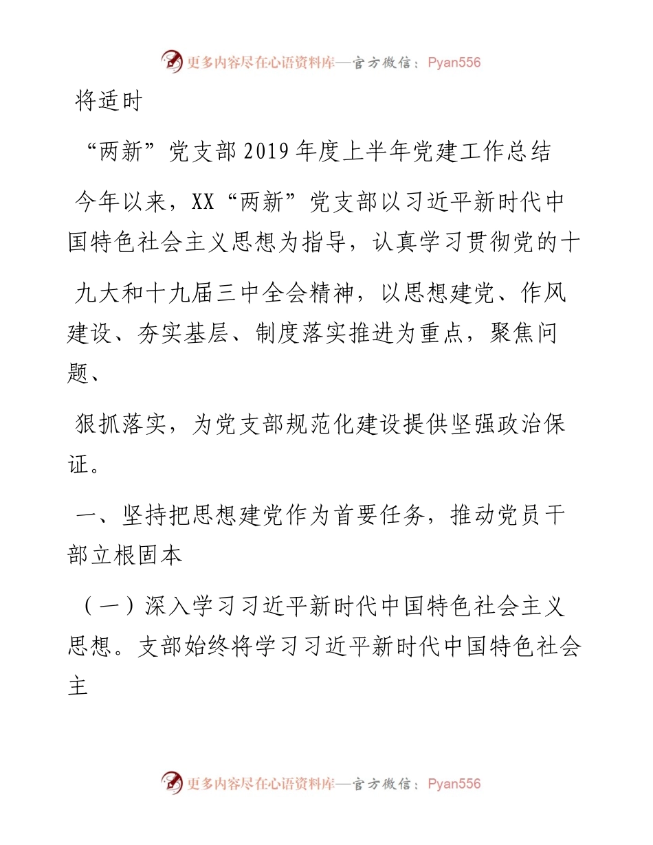 0728“两新”党支部度上半年党建工作总结.docx_第1页