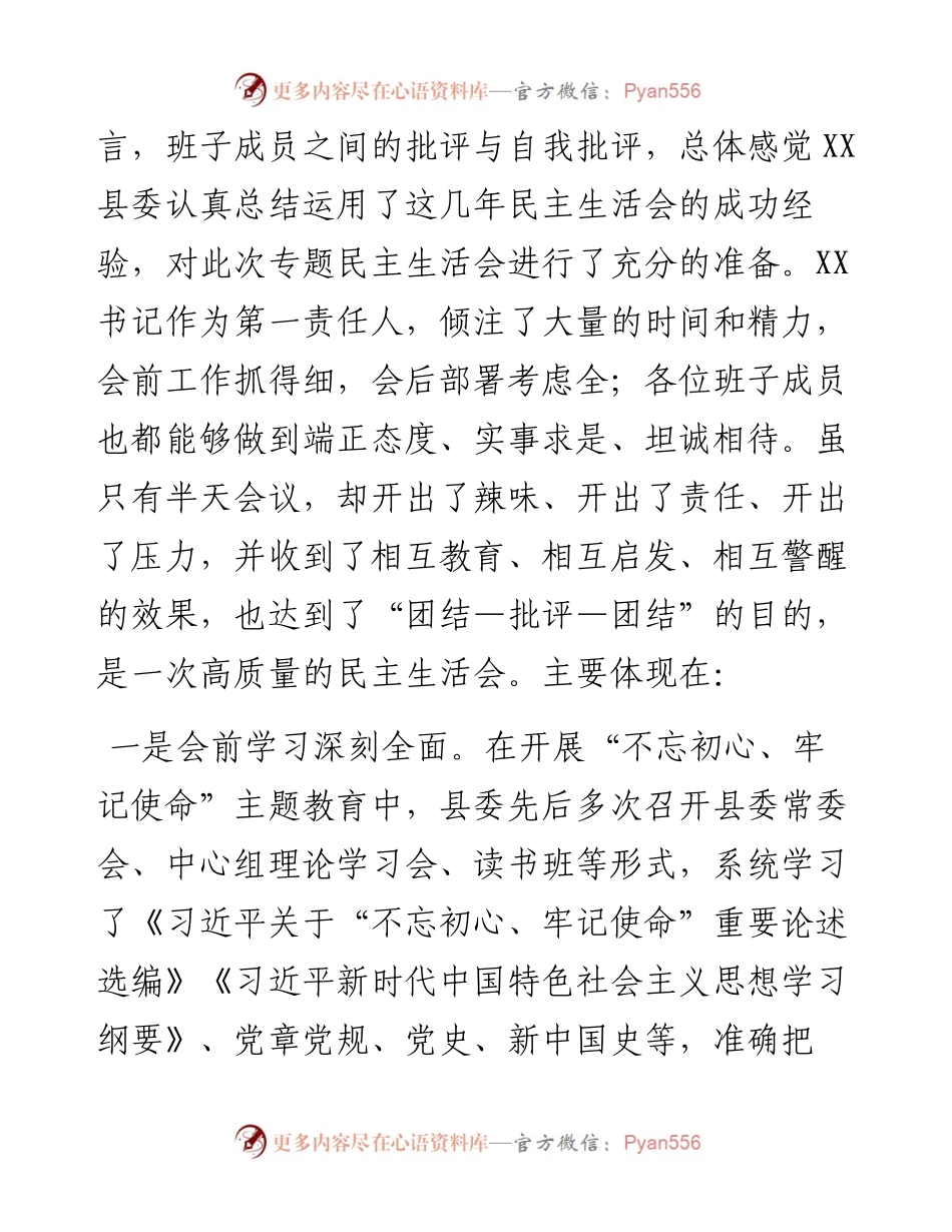 081207指导组参加不忘初心牢记使命民主生活会上的讲话.docx_第2页