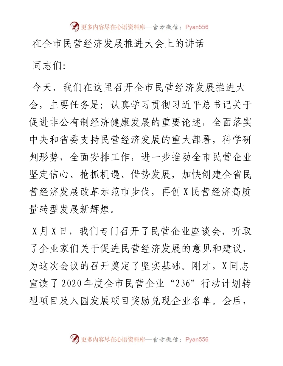 0405-在全市民营经济发展推进大会上的讲话.docx_第1页
