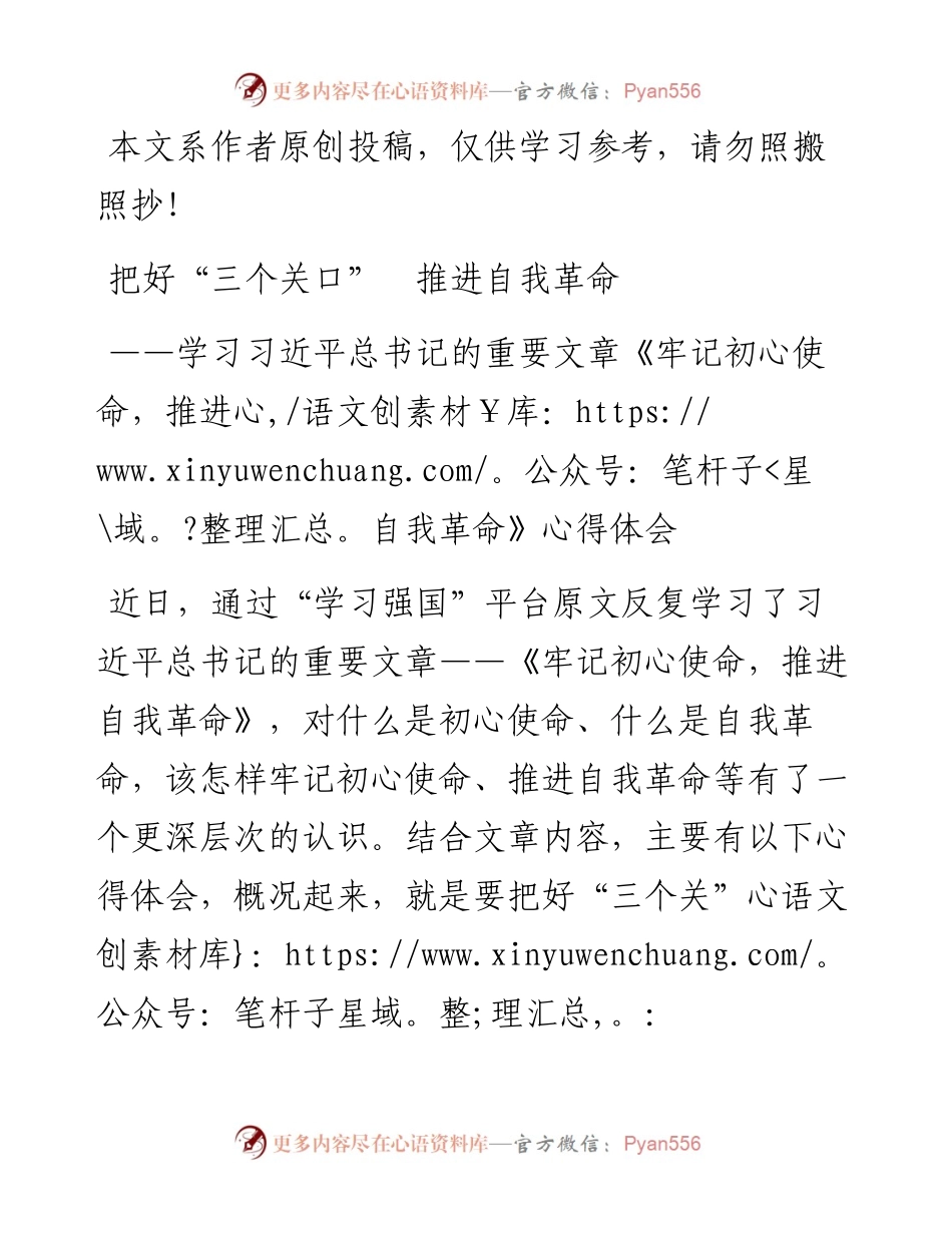 080205牢记初心使命推进自我革命学习研讨发言2.docx_第1页
