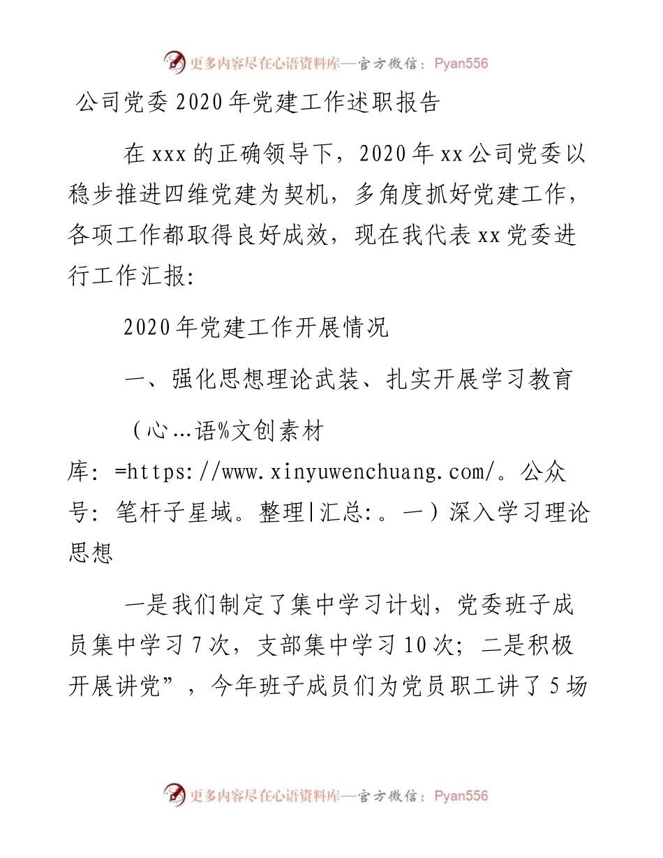 0202公司党委党建工作述职报告.docx_第1页