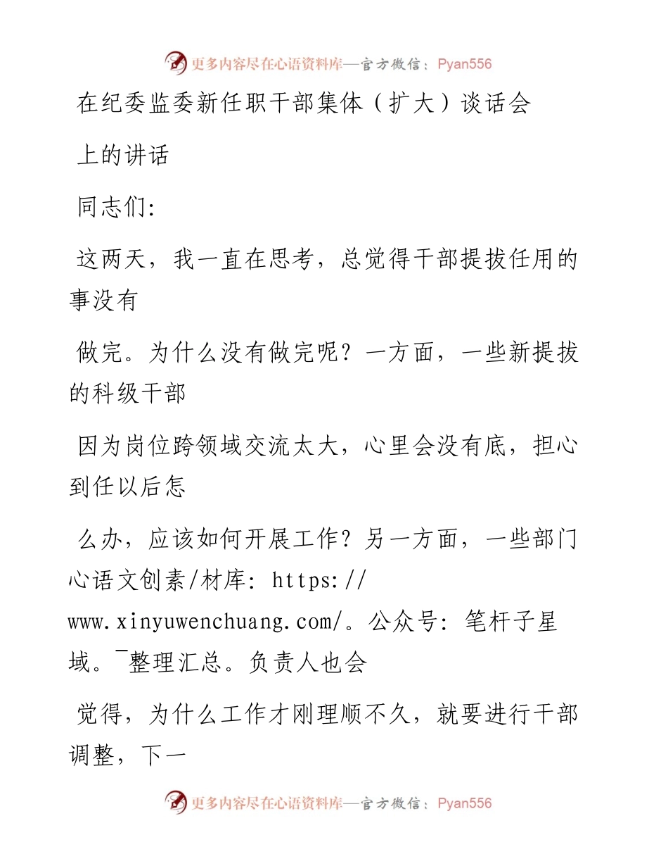 0530在纪委监委新任职干部集体（扩大）谈话会上的讲话.docx_第1页