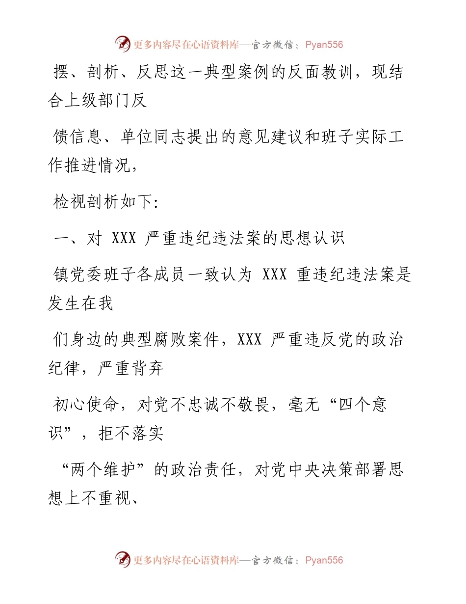 0917笔友分享乡镇党委班子XX严重违纪违法案以案促改专题民主生活会检视剖析材料.docx_第2页