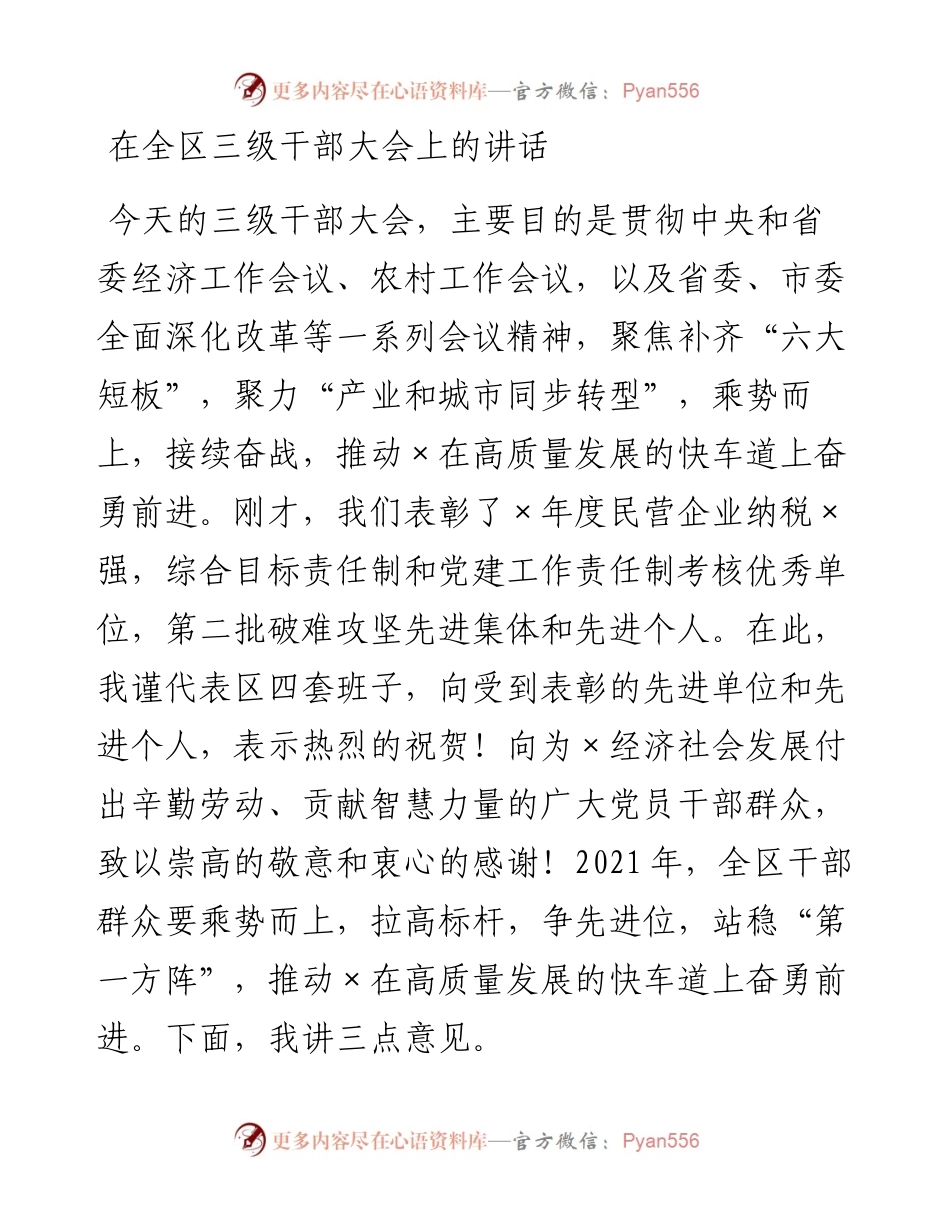 0213在全区三级干部大会上的讲话.docx_第1页