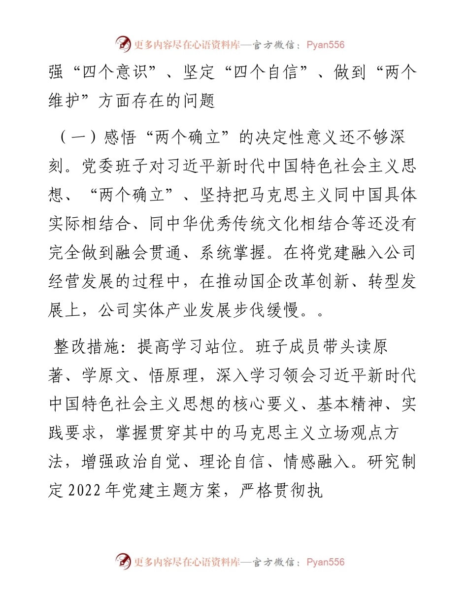 020808：xx集团有限公司党委专题民主生活会领导班子整改方案.docx_第2页