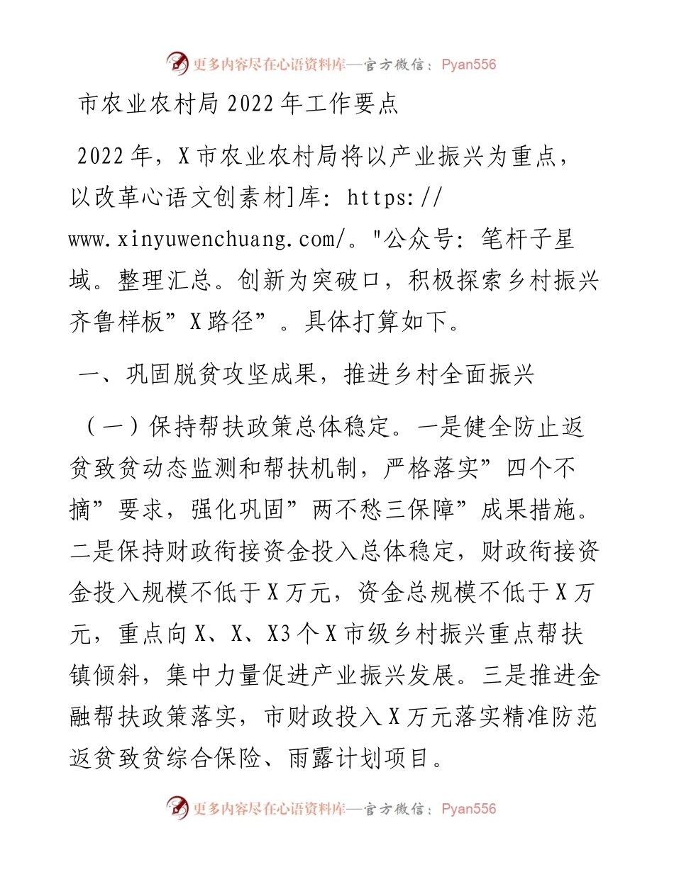 012708：市农业农村局工作要点.docx_第1页