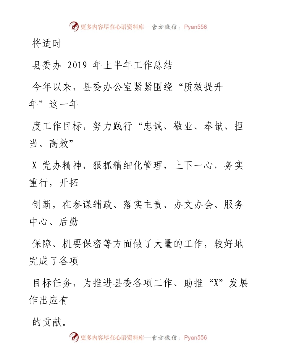 0807笔友分享县委办上半年工作总结.docx_第1页