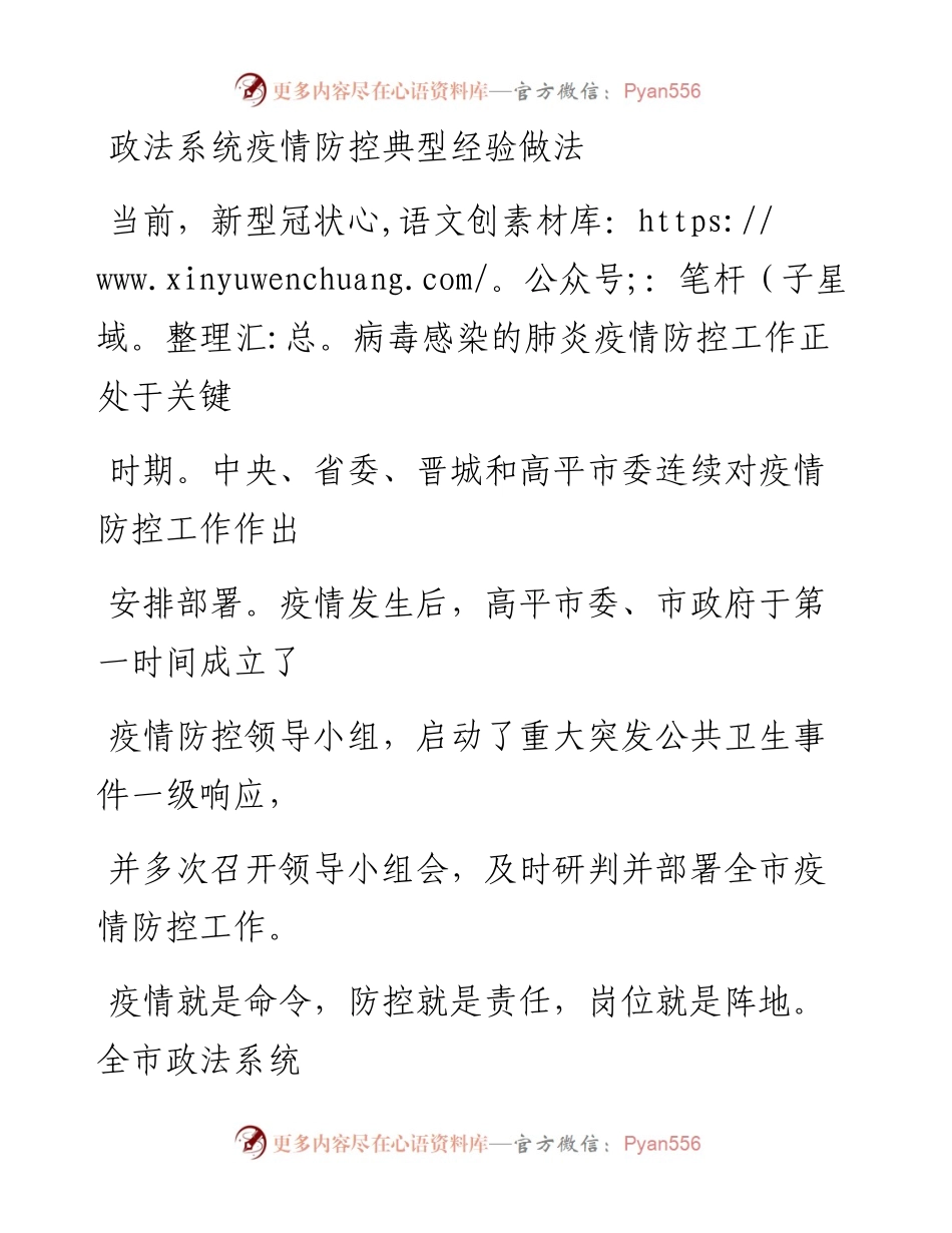 0205笔友分享政法系统疫情防控典型经验做法.docx_第1页
