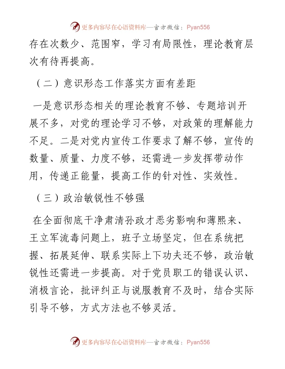 022237：国有企业党支部（）组织生活会对照检查材料.docx_第2页