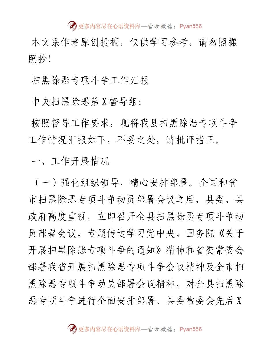 071704某县委县政府扫黑除恶专项汇报.docx_第1页