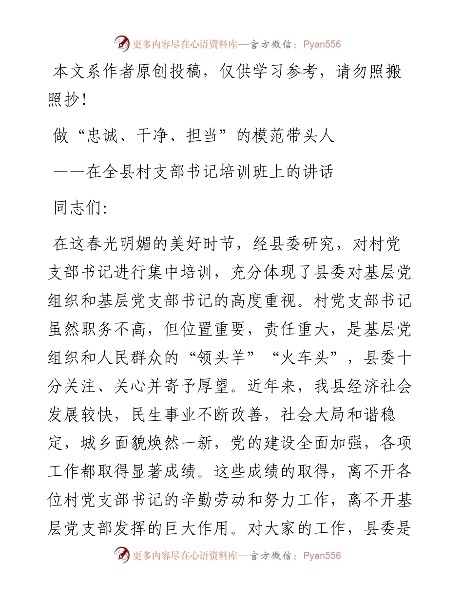 0509书记培训班：做“忠诚、干净、担当”的模范带头人.docx_第1页