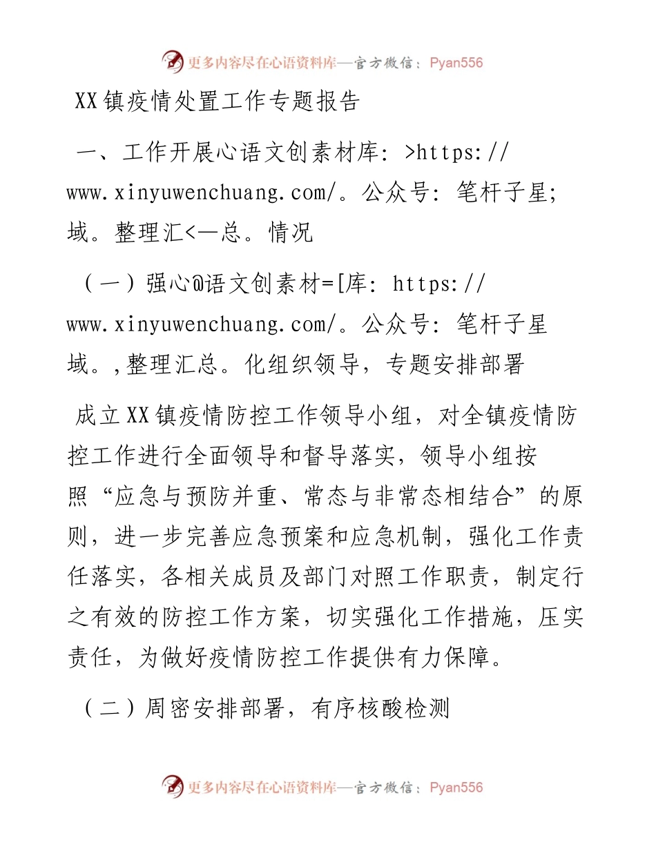 030449：XX镇疫情处置工作专题报告.docx_第1页