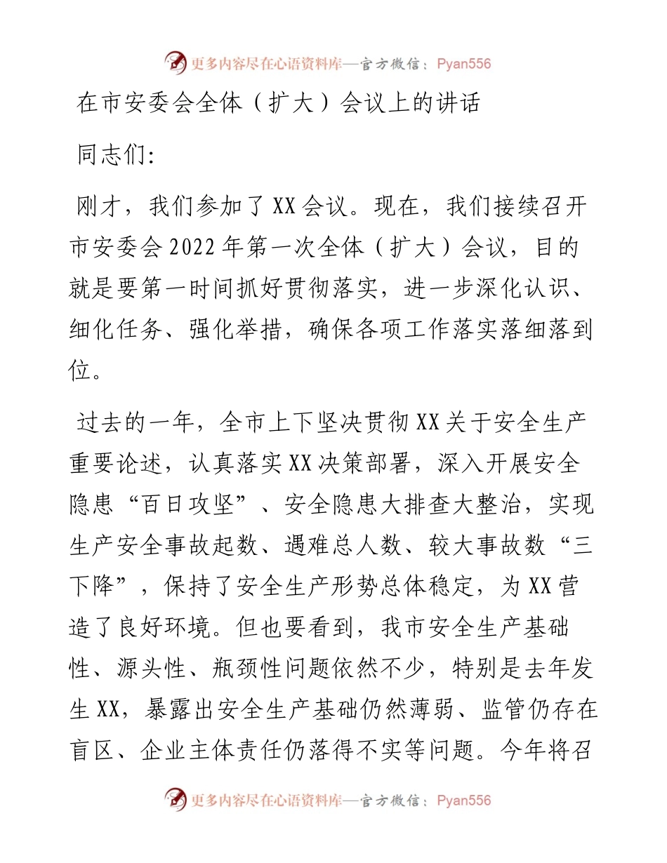 030243：在市安委会全体（扩大）会议上的讲话.docx_第1页