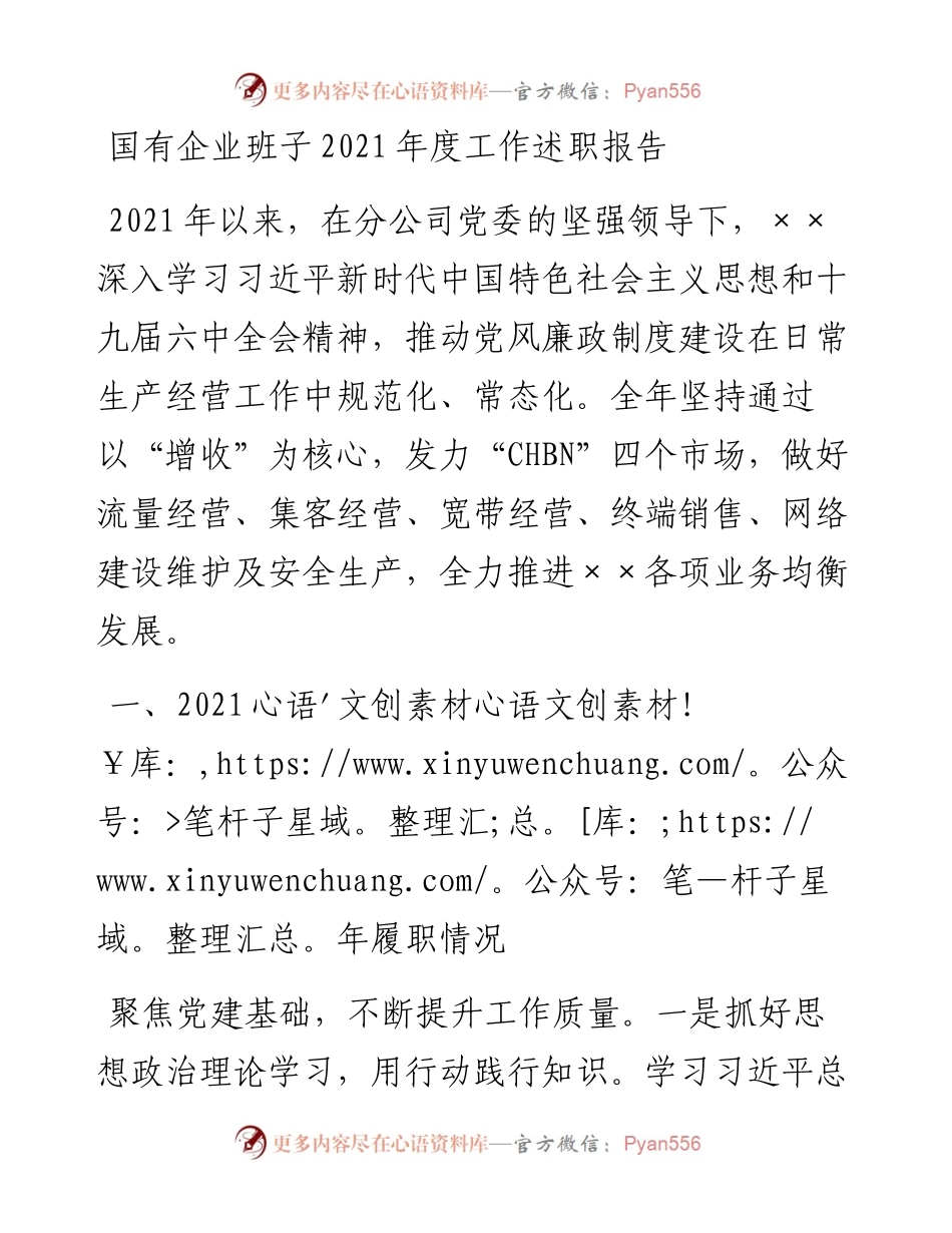 030276：国有企业班子度工作述职报告.docx_第1页