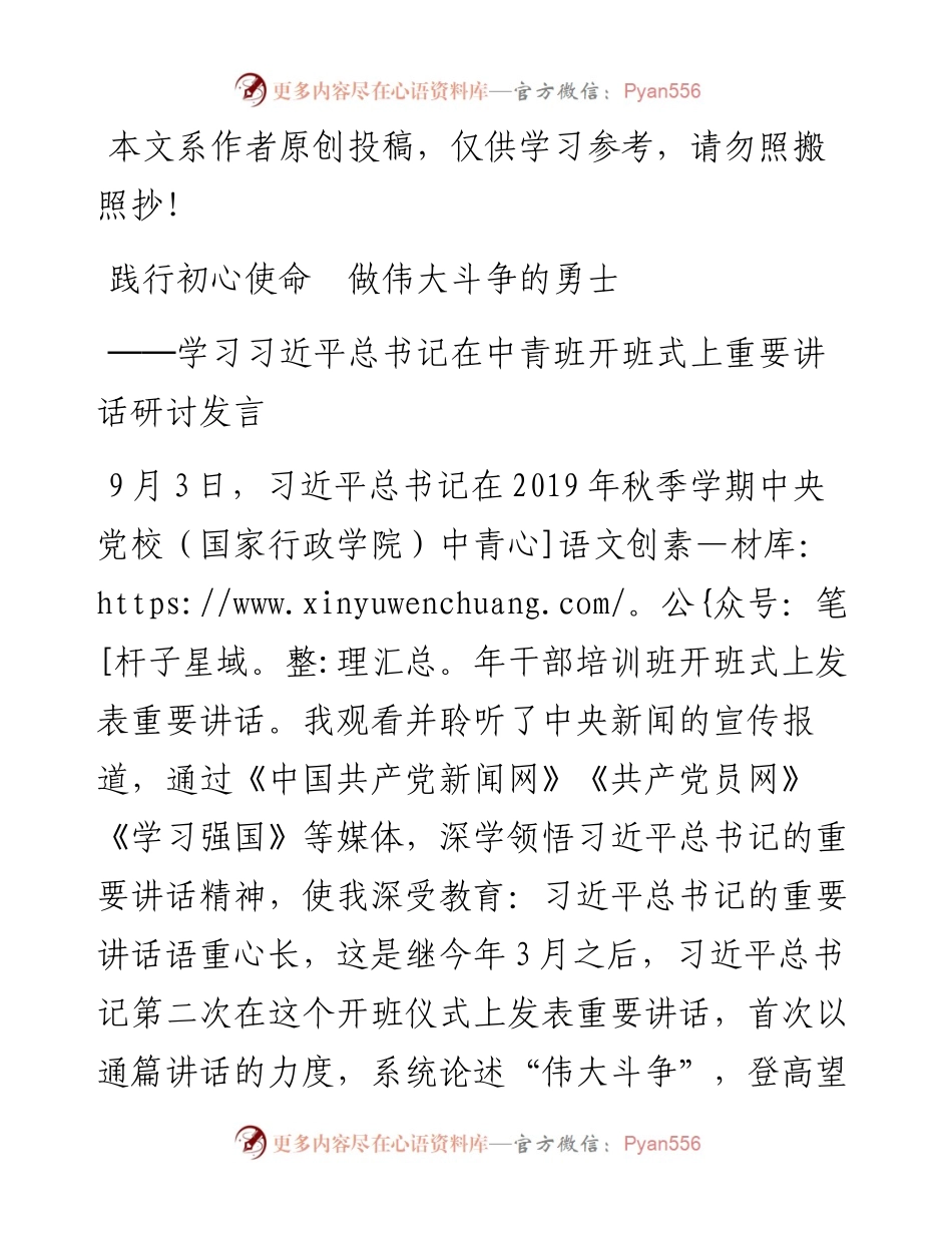090806主题教育研讨发言践行初心使命做伟大斗争的勇.docx_第1页