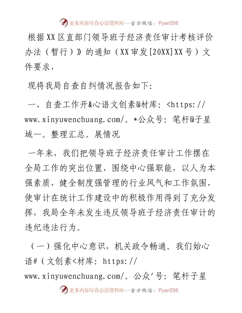 0310领导班子经济责任履行情况自查报告.docx_第1页