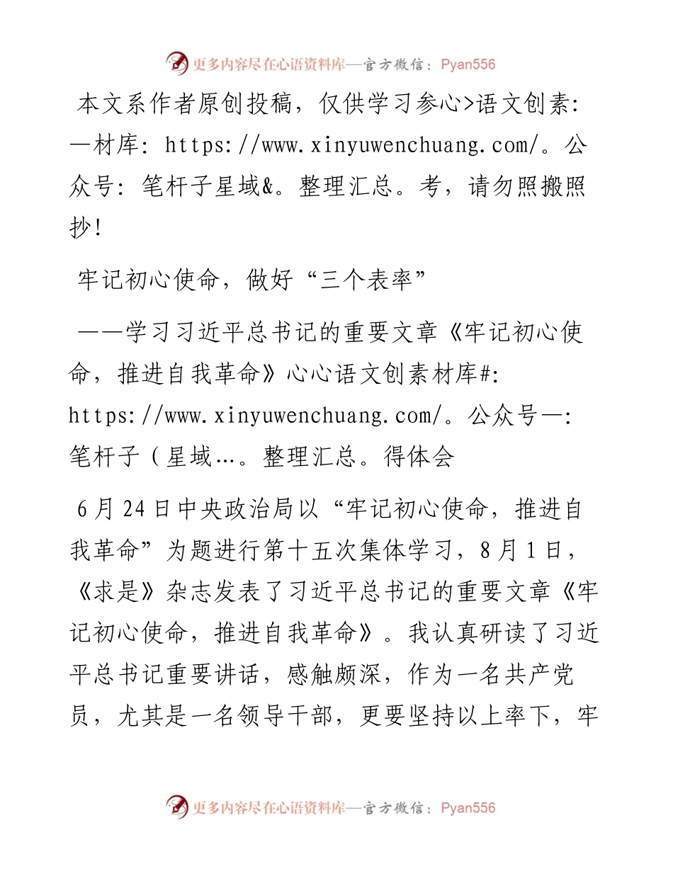 080204牢记初心使命推进自我革命学习研讨发言3.docx_第1页