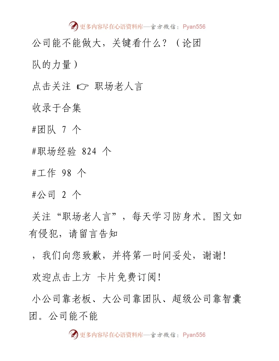 -12-23 公司能不能做大，关键看什么？（论团队的力量）.docx_第1页