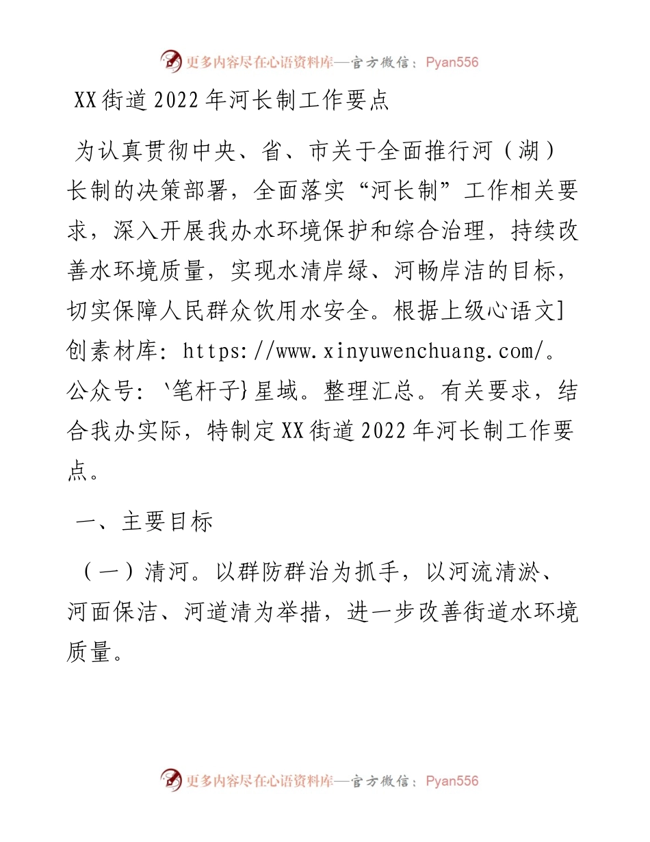 022308：XX街道河长制工作要点.docx_第1页