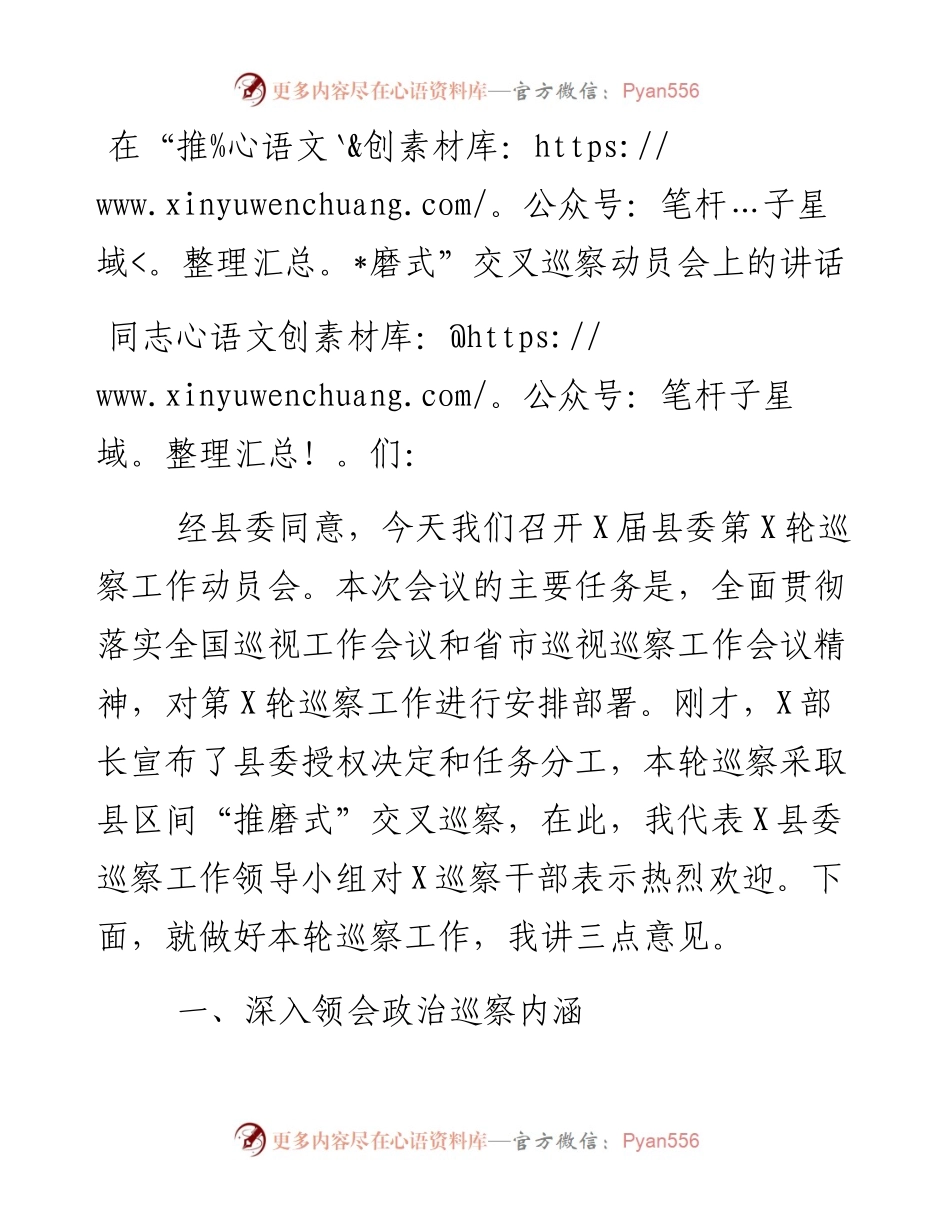 0508在“推磨式”交叉巡察动员会上的讲话.docx_第1页
