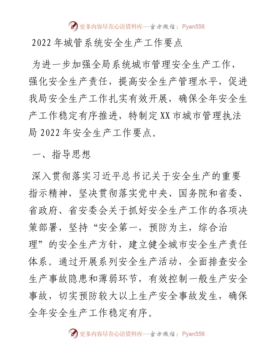 013004：城管系统安全生产工作要点.docx_第1页