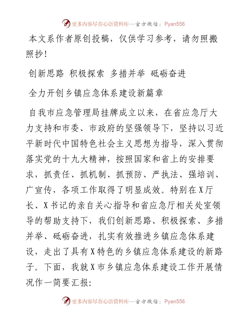 030807全力开创乡镇应急体系建设新篇章.docx_第1页