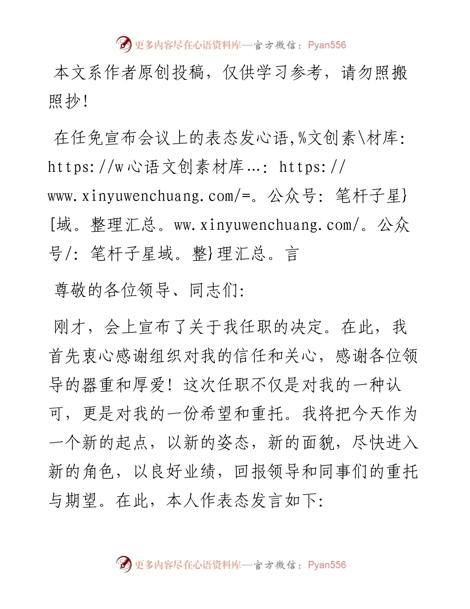 0511在任免宣布会议上的表态发言（范文）.docx_第1页