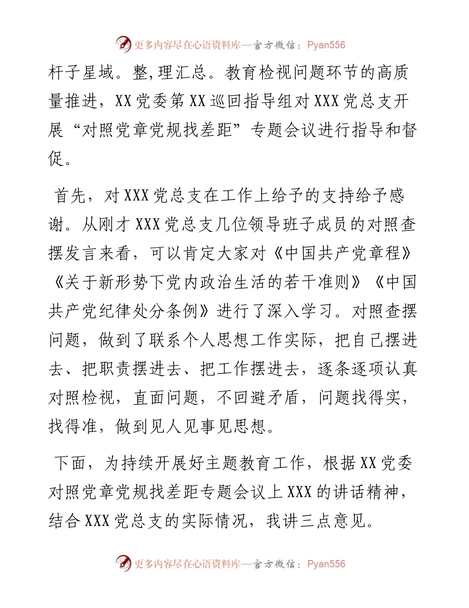 081401巡回指导组在XX党总支对照党章党规查找差距专题会上的讲话.docx_第2页
