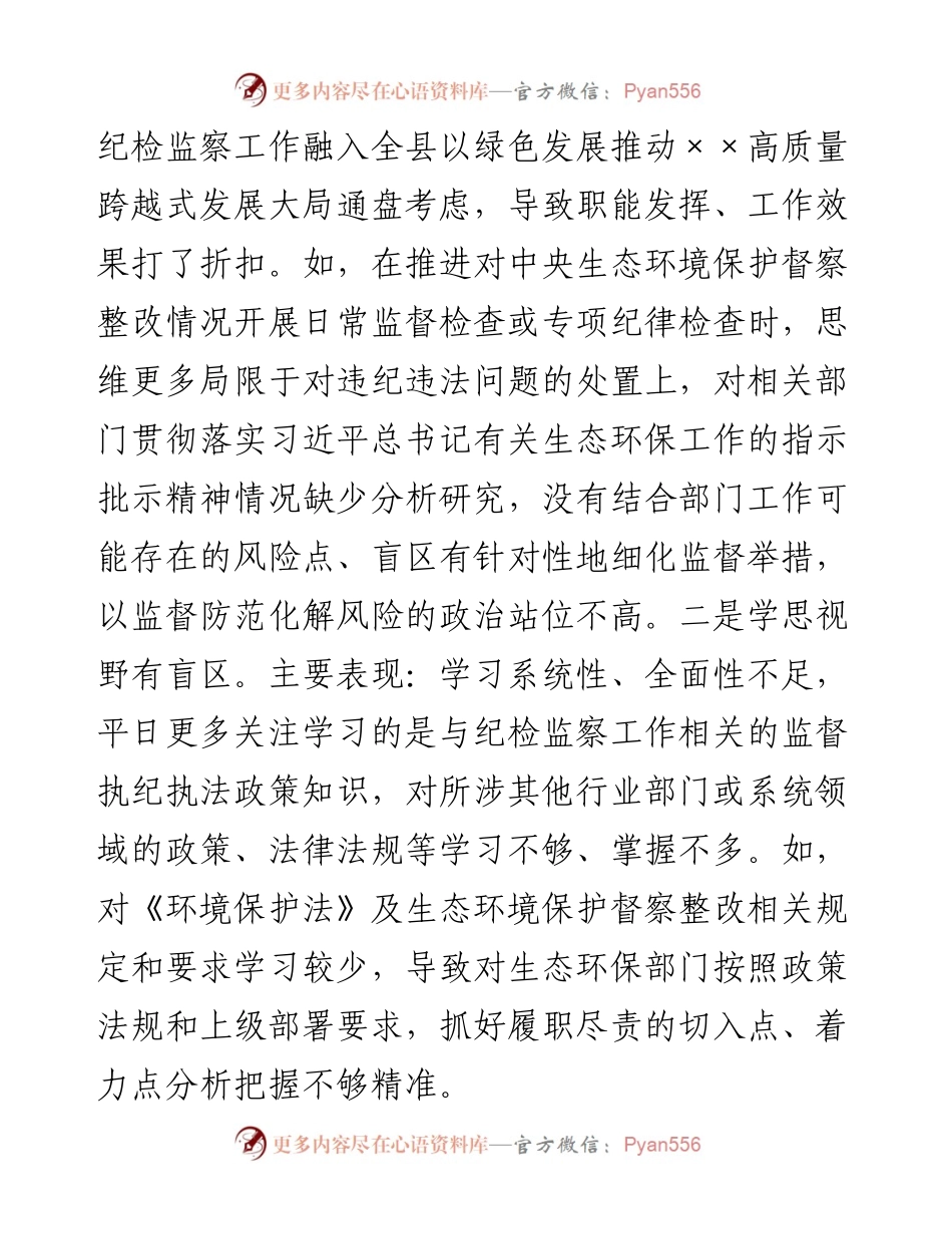 020918：纪委书记中央生态环境保护督察整改专题民主生活会个人发言提纲.docx_第2页
