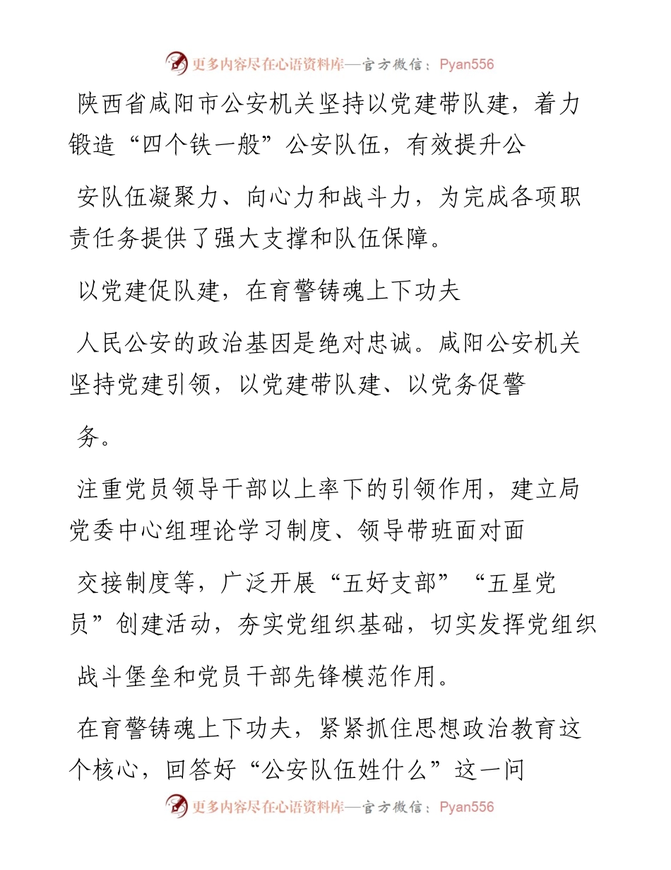 1.12咸阳市公安局局长陈万峰：以党建带队建_锻造_四个铁一般_公安队伍.docx_第2页