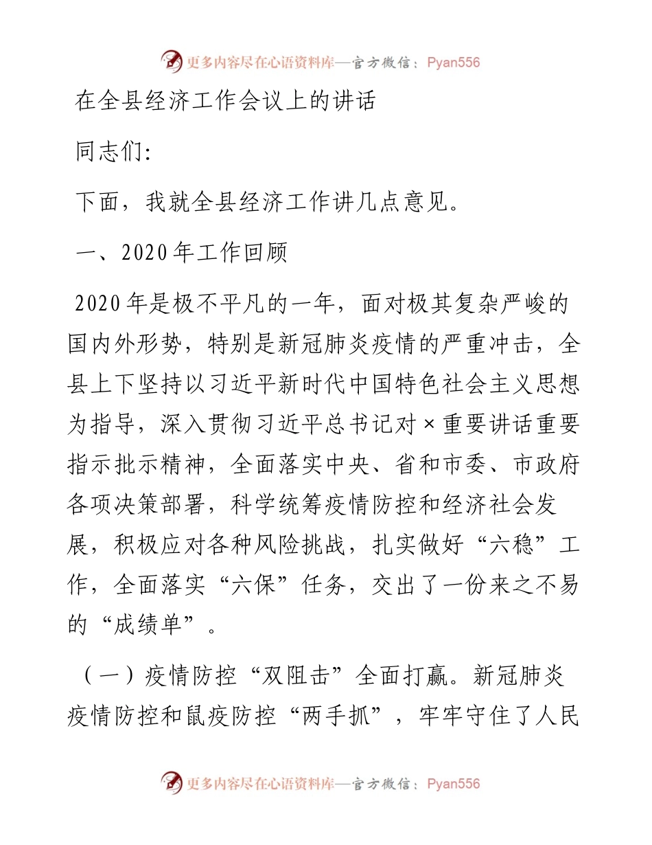 0209在全县经济工作会议上的讲话.docx_第1页