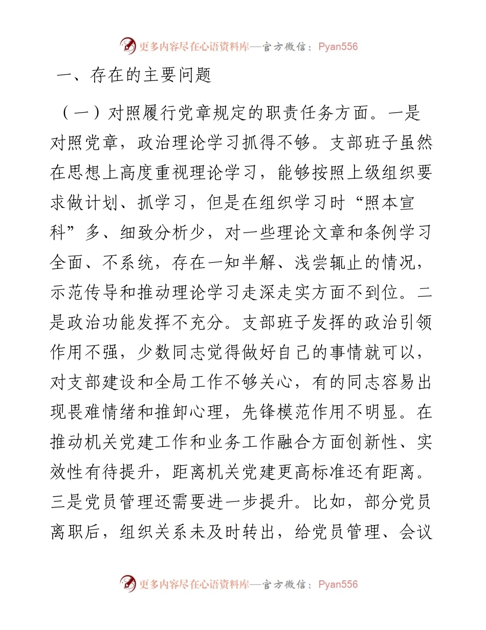 030448：村党支部领导班子组织生活会对照检查材料（四个对照）.docx_第2页
