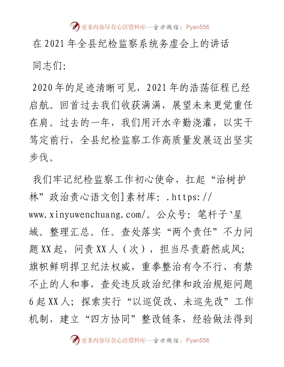 0410在全县纪检监察系统务虚会上的讲话个人.docx_第1页