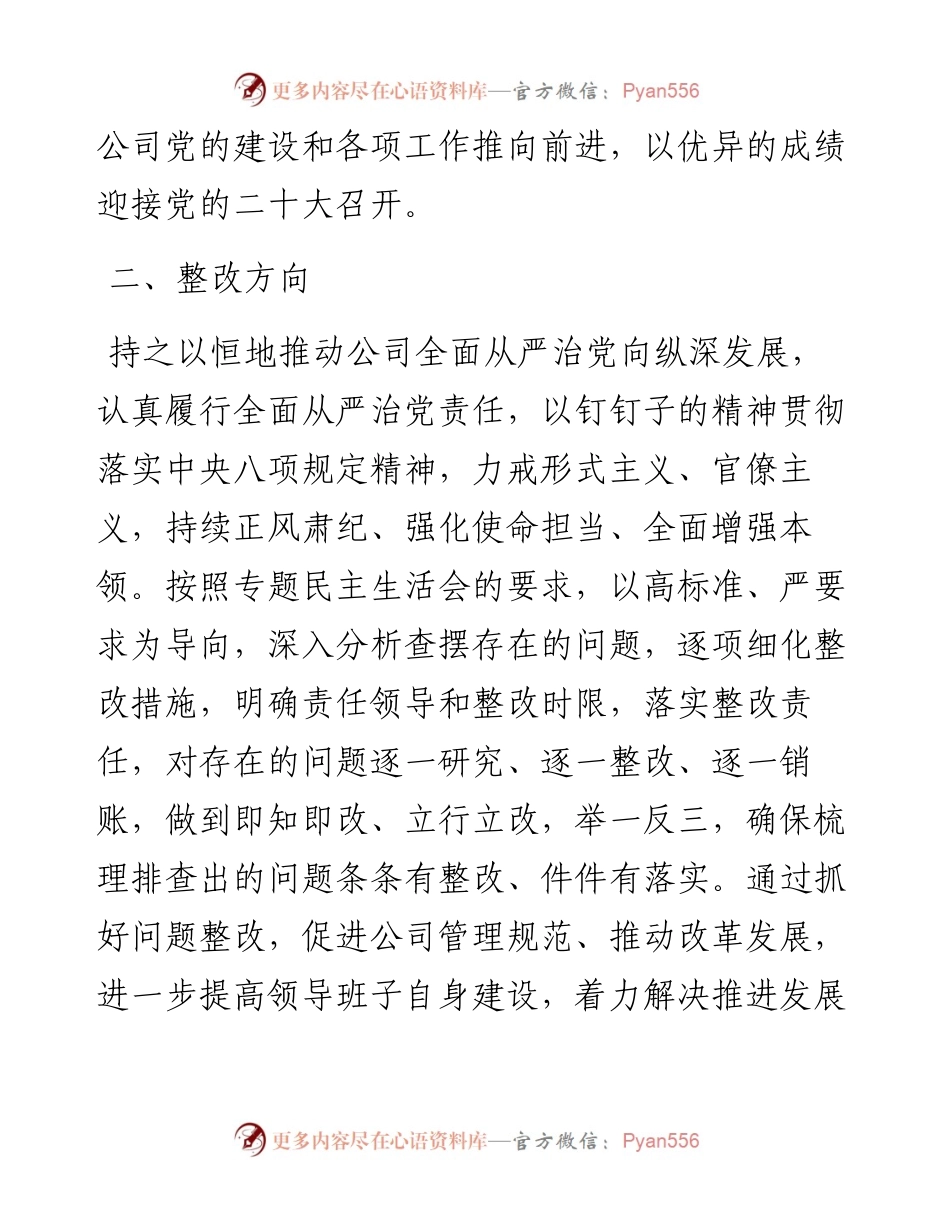 021733：公司专题民主生活会领导班子整改方案.docx_第2页