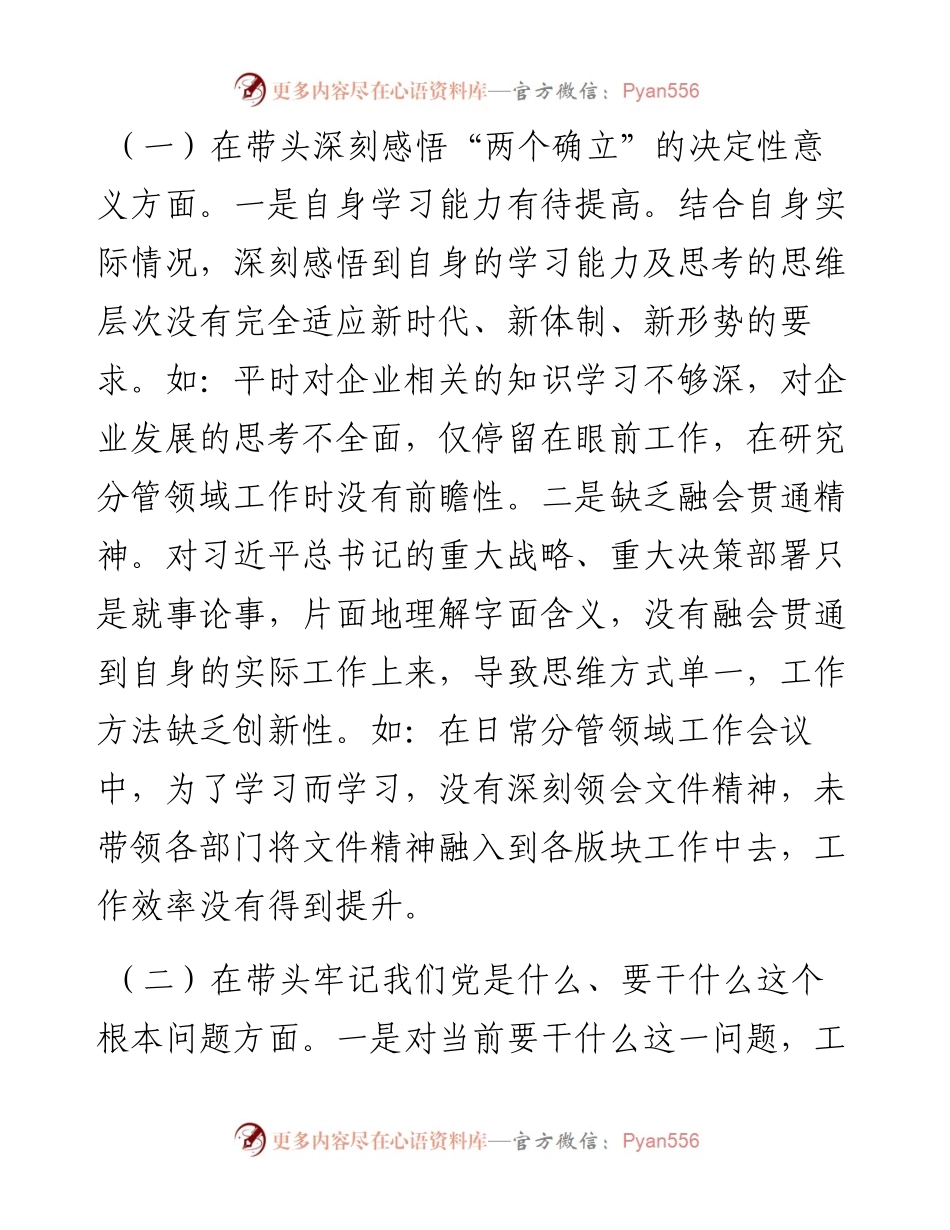 020916：国企党委宣传委员专题民主生活会个人发言提纲（五个带头）.docx_第2页